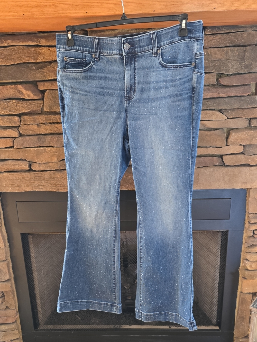torrid Blue Embellished Wide-Leg Jeans With Crystals